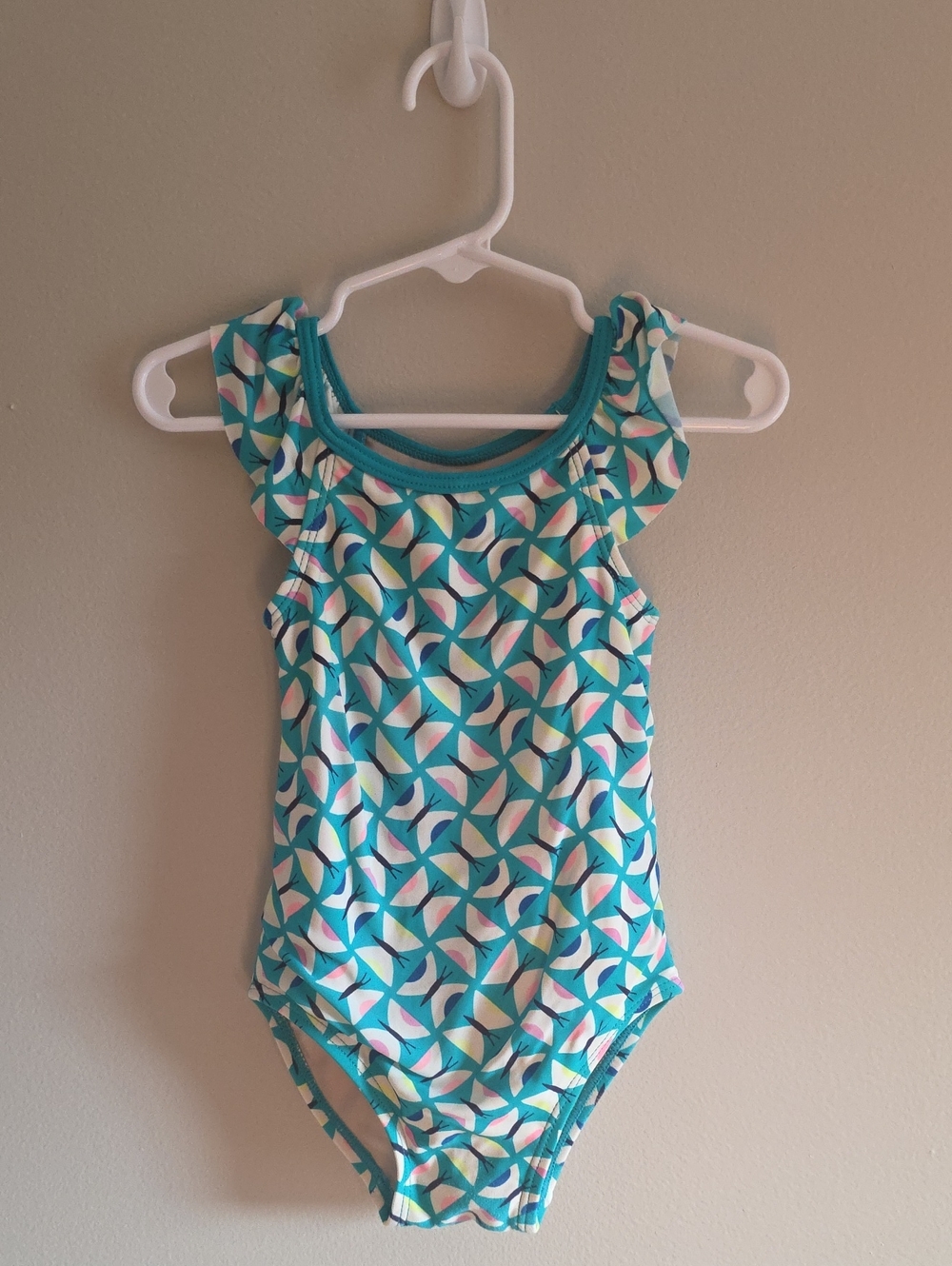 Tea- Girls Teal Geometric One-Piece Swimsuit